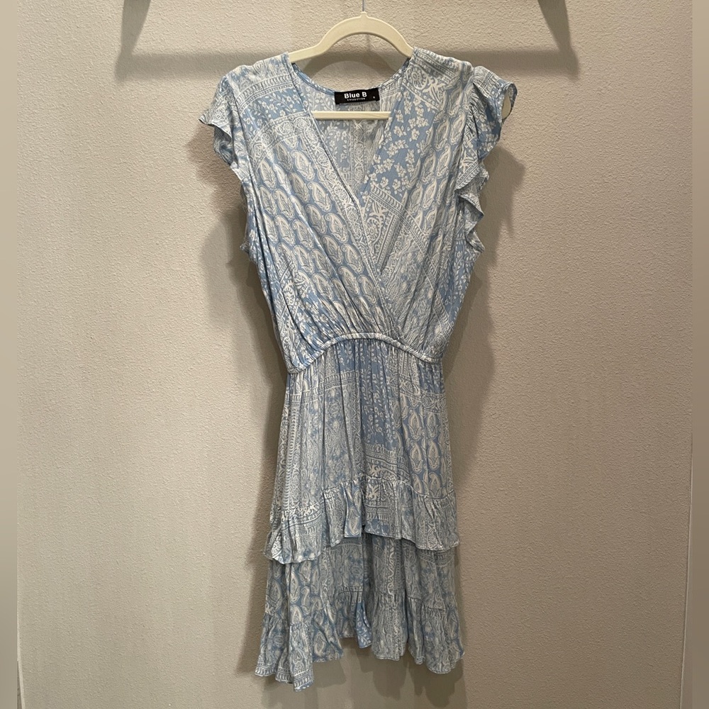 Blue B knee length ruffle dress